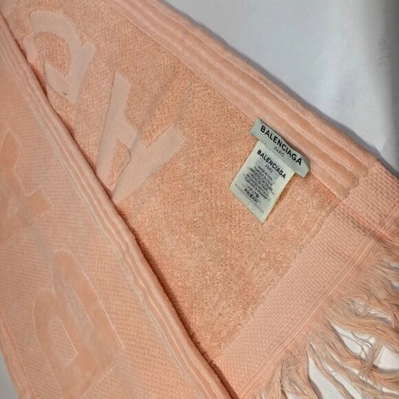 BALENCIAGA 535525 logo sports towel/beach towel set/fabric towel Pink Beige - Picture 2 of 12